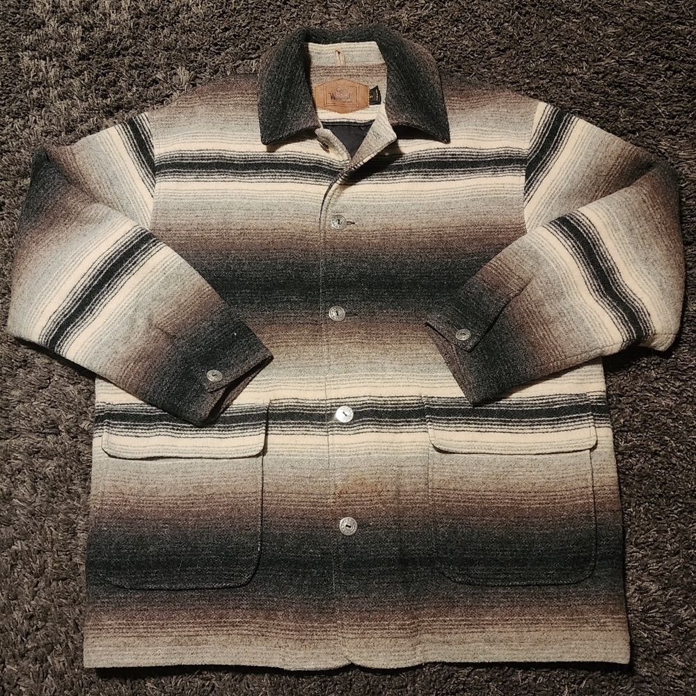 Woolrich Ombre Stripe Wool Blend Jacket in Brown, Cream, Black